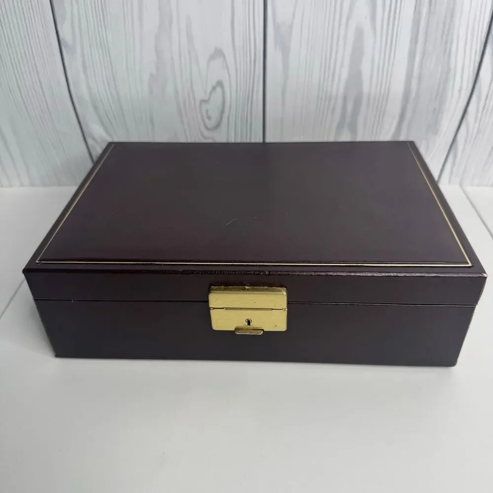 Vintage Swedish Design Phillip Jewelry Brown Leather Trinket Box Royal 7 x 10